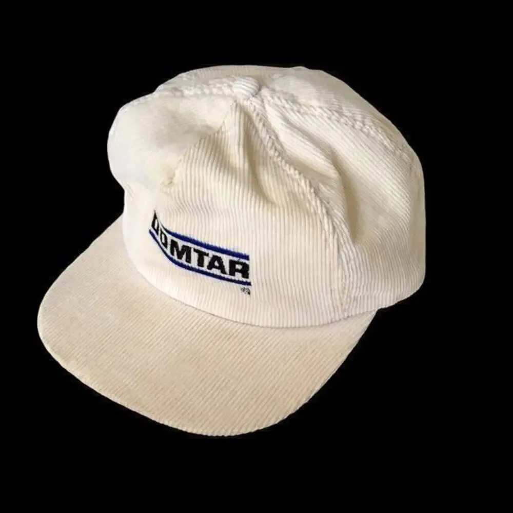 Vintage 90’s Domtar Corduroy Snapback Hat Apparel Trucker Cap OSFM  Embroidered